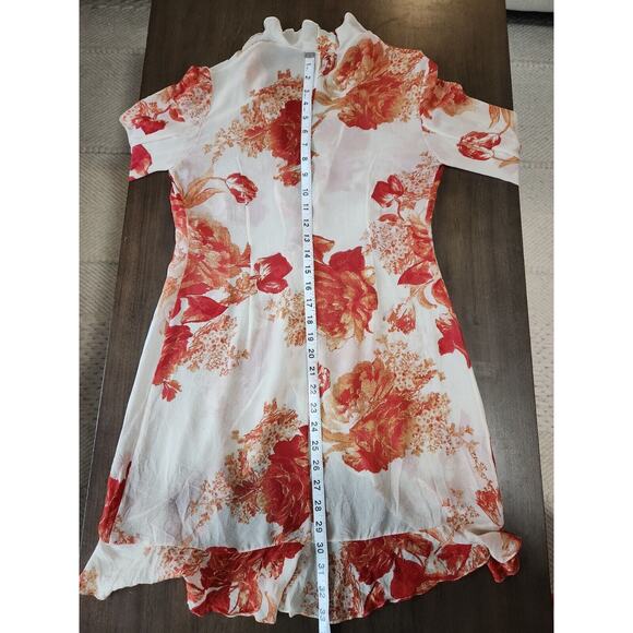 Kay Unger Women's Silk Chiffon Floral Ruffles Cardigan Petites 2 - Picture 8 of 8